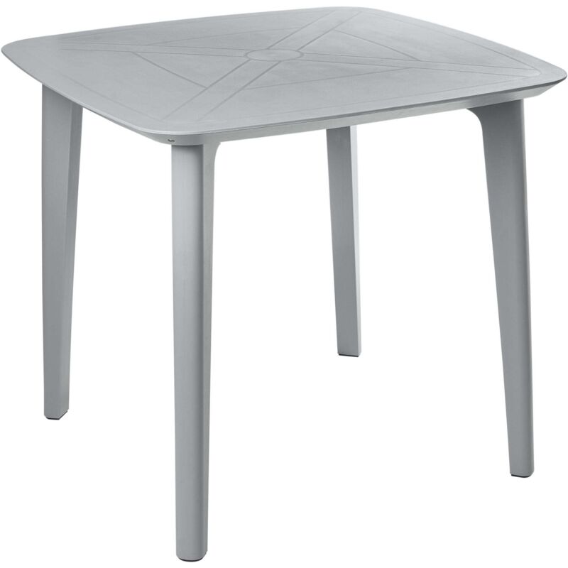 Table de Jardin en Matière Synthétique 4 Places Résistante aux Intempéries Meuble Patio Terrasse Extérieur Gris Clair Sorico