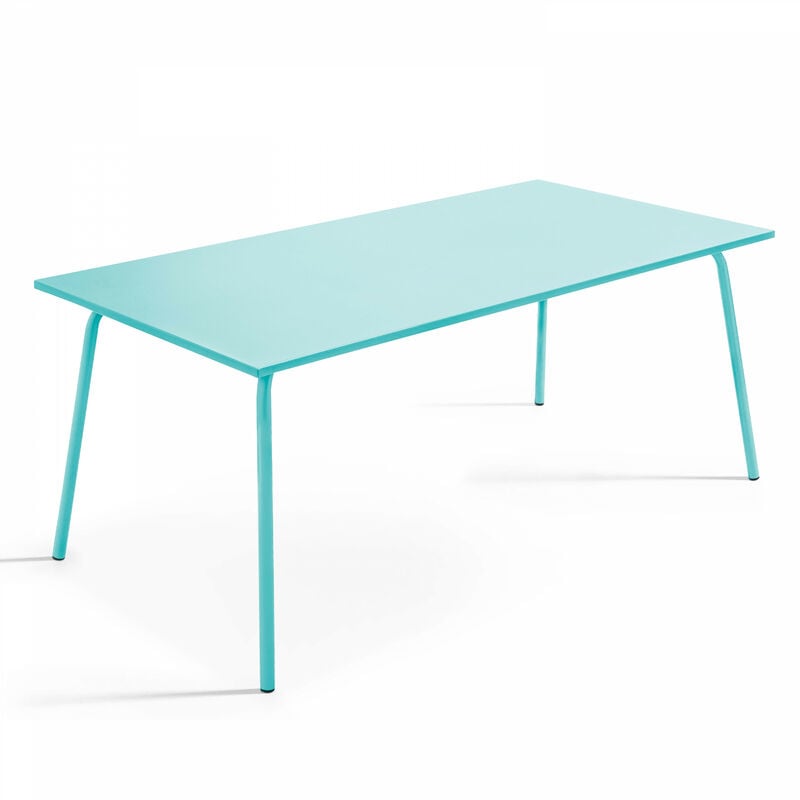 Oviala - Table de jardin rectangulaire en métal turquoise 180 cm - Palavas
