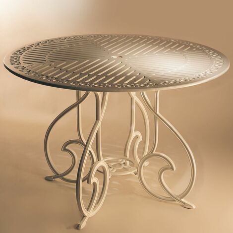 Table de jardin en métal GAUDI 105 ronde aluminium laqué marron oxyde