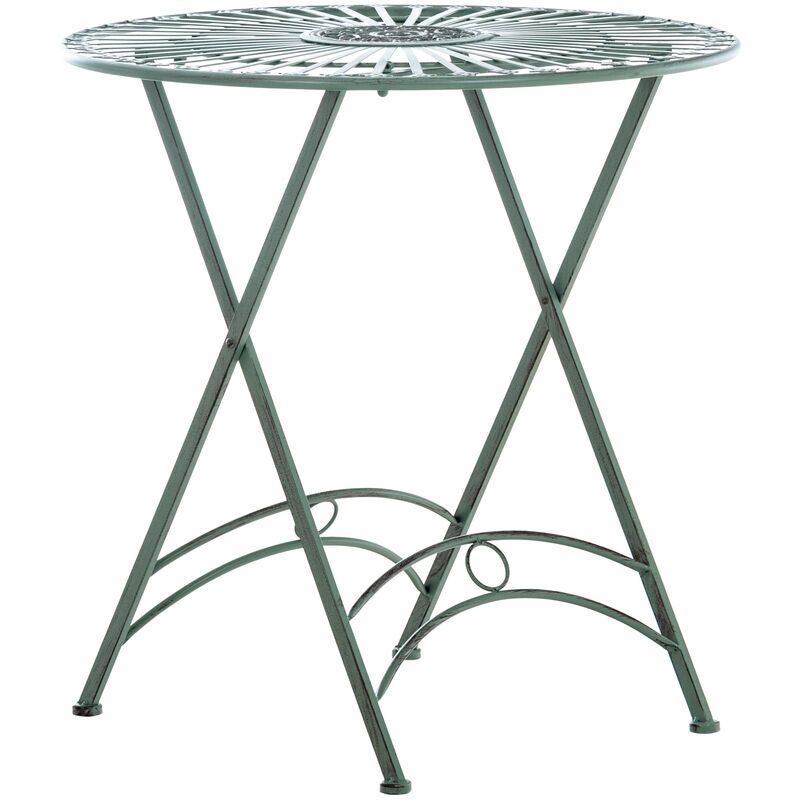Table de jardin en métal Ø 71 cm style rustique vert vieilli MDJ10220