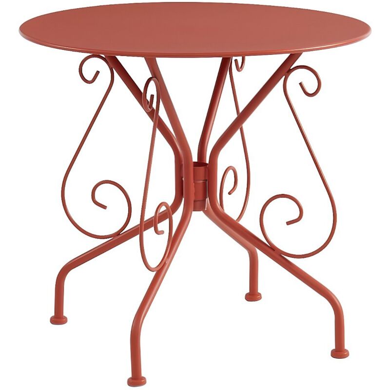 VENTE UNIQUE Table de jardin en m&eacute;tal fa&ccedil;on fer forg&eacute; - Terracotta - GUERMANTES