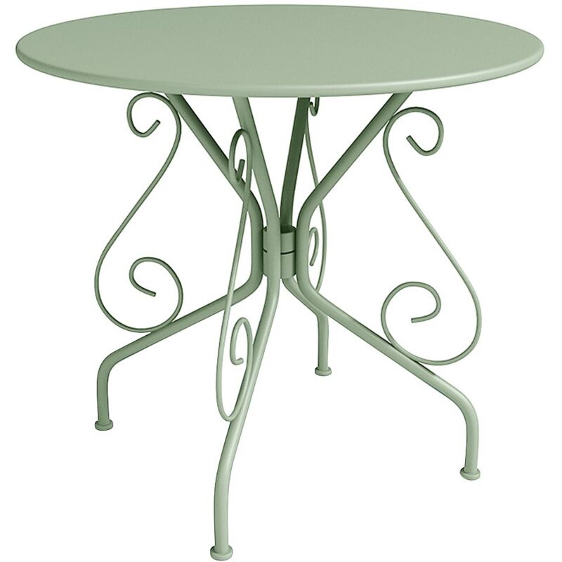 Table de jardin D.80 cm en métal façon fer forgé - Vert amande - GUERMANTES de MYLIA