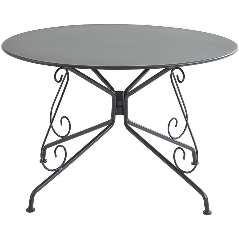 VENTE UNIQUE Table de jardin D.120 cm en m&eacute;tal fa&ccedil;on fer forg&eacute; - Anthracite - GUERMANTES de MYLIA