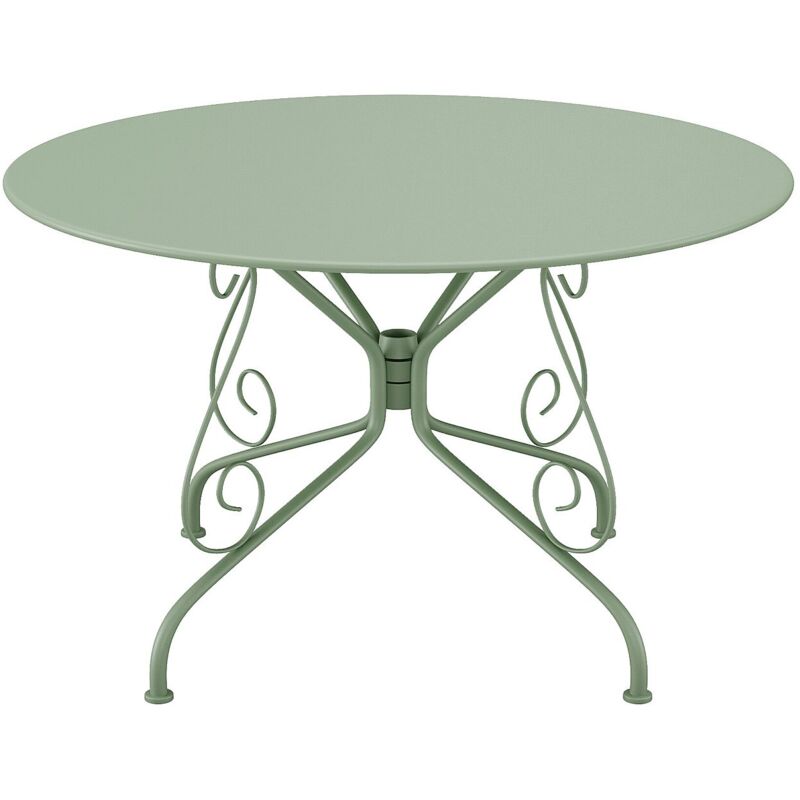 Table de jardin D.120 cm en métal façon fer forgé - Vert amande - GUERMANTES de MYLIA