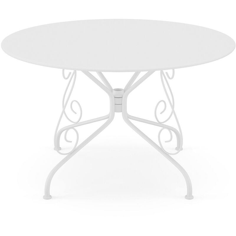 Table de jardin D.120 cm en métal façon fer forgé - Blanc - GUERMANTES de MYLIA