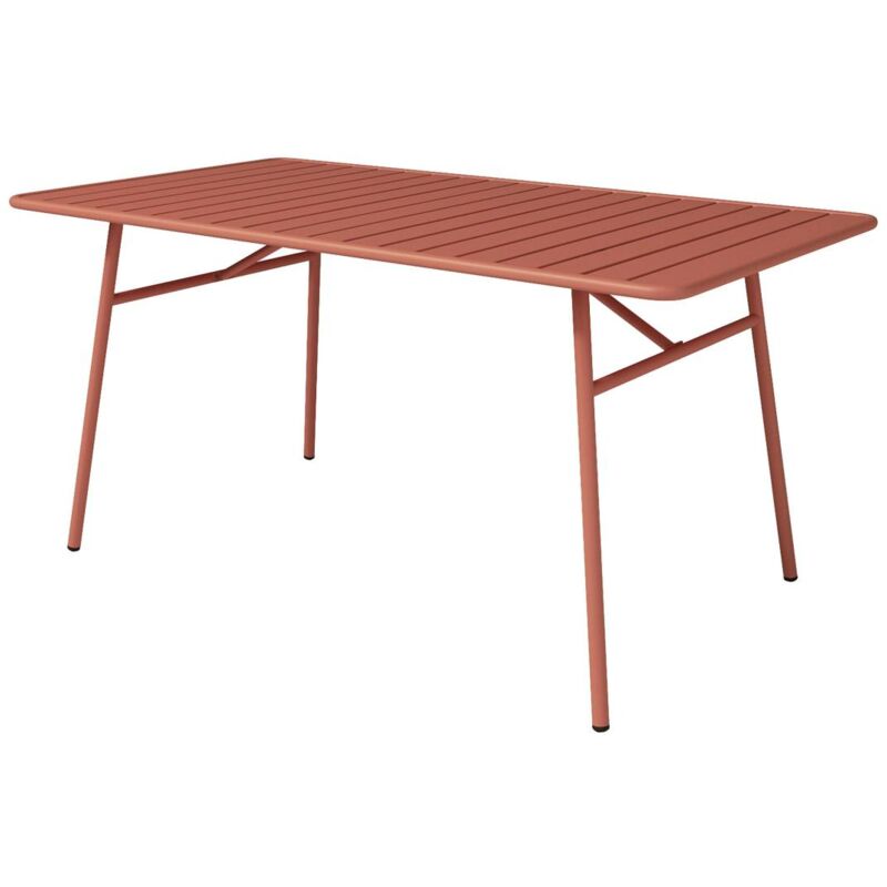 Vente-unique - Table de jardin L.160 cm en métal - Terracotta - mirmande de mylia