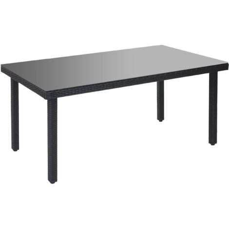 Table de jardin en polyrotin plateau verre fumé 160x90 cm anthracite 4 à 6 convives 040001762
