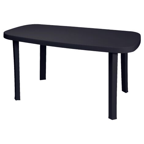 Table de jardin en résine antichoc anthracite 136x82x72 cm – 6 places – Design sans croisement pour repas extérieurs – I Giardini Del Re