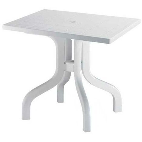 Table de jardin en résine blanche 80x80 cm – Pliable et réglable – Résistante aux intempéries et moisissures – Modèle Ribalto Contract – Scab