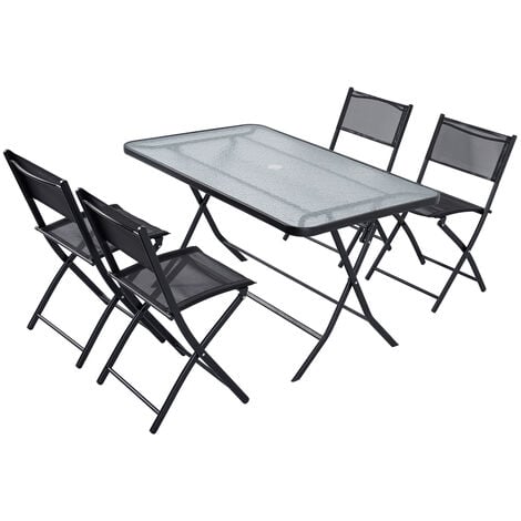 Table de jardin et 4 chaises MAHON - Noir