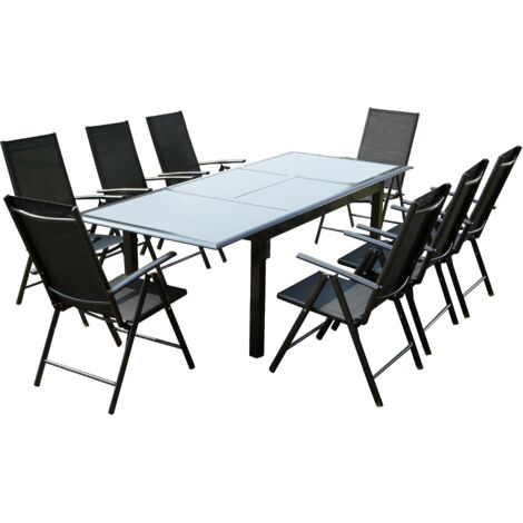 Table de jardin et 8 chaises en aluminium gris RAVENNE
