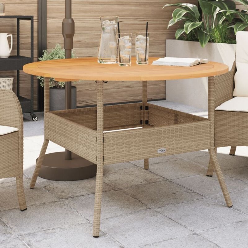 Vidaxl - Table de jardin et dessus en bois d'acacia beige résine tressée