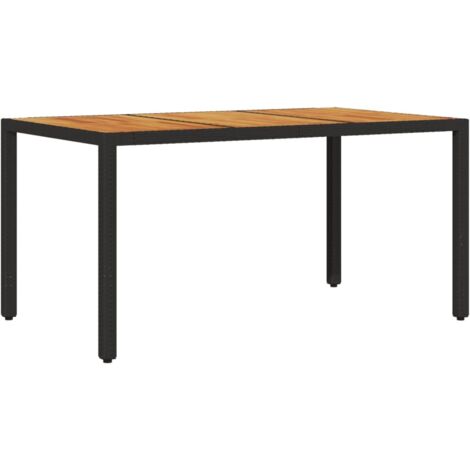 Table de jardin et dessus en bois d'acacia noir résine tressée