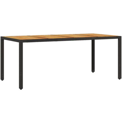 Table de jardin et dessus en bois d'acacia noir résine tressée
