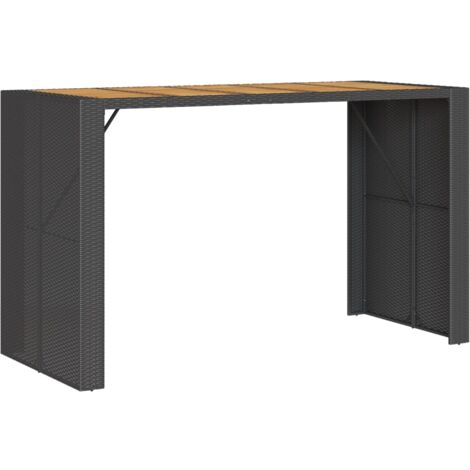 Table de jardin et dessus en bois d'acacia noir résine tressée