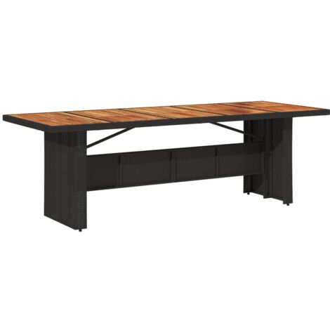Table de jardin et dessus en bois d'acacia noir résine tressée
