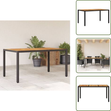 Table de jardin et dessus en bois d'acacia noir résine tressée - Table De Jardin - Mobilier De Jardin - Table Extérieure - Table Patio - Table Acacia