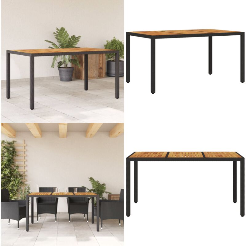 Table de jardin et dessus en bois d'acacia noir résine tressée - Table De Jardin - Mobilier De Jardin - Table Extérieure - Table Patio - Table Acacia