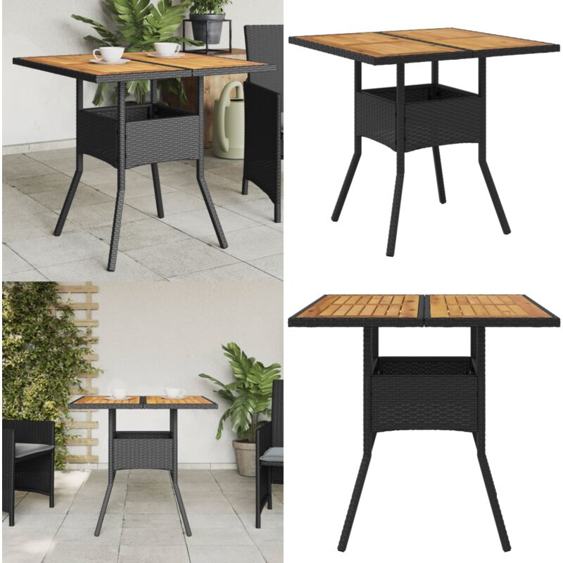 Vidaxl - Table de jardin et dessus en bois d'acacia noir résine tressée - Table De Jardin - Table Extérieure - Mobilier De Jardin - Table Acacia