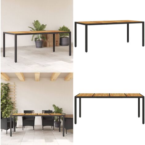 Table de jardin et dessus en bois d'acacia noir résine tressée - Table De Jardin - Table Extérieure - Mobilier De Jardin - Table Acacia - Table Résine Tressée - Home & Living