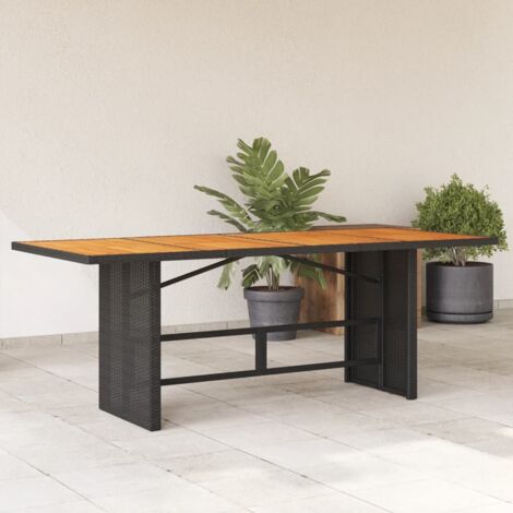 Table de jardin et dessus en bois d'acacia noir résine tressée vidaXL