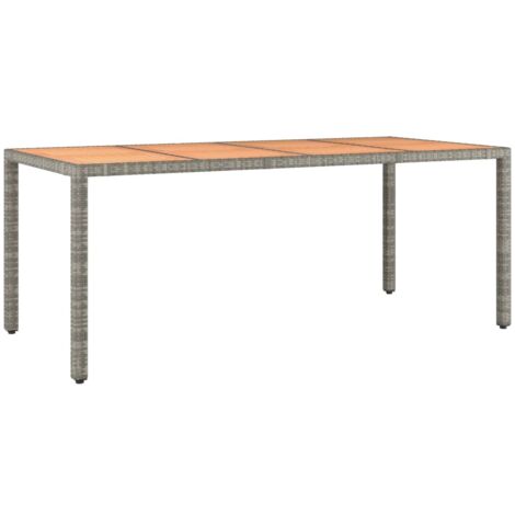 Table de jardin et dessus en bois Gris Résine tressée et acacia