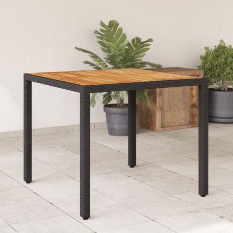 Table de jardin et dessus-Table à Manger-Table d'extérieur en bois d'acacia noir résine tressée 515008