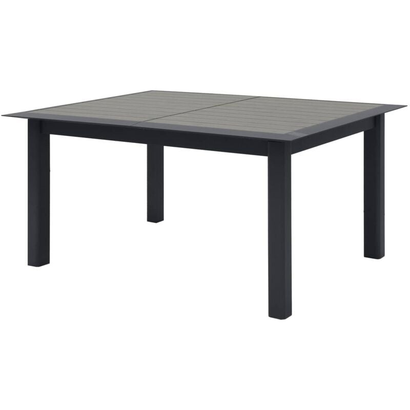 Table de jardin extensible Allure effet bois muscade & graphite 10 places en aluminium traité époxy - Hespéride