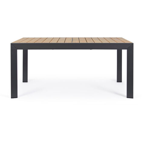 Table de jardin extensible 160/240x100 cm naturel et noir - YALIO