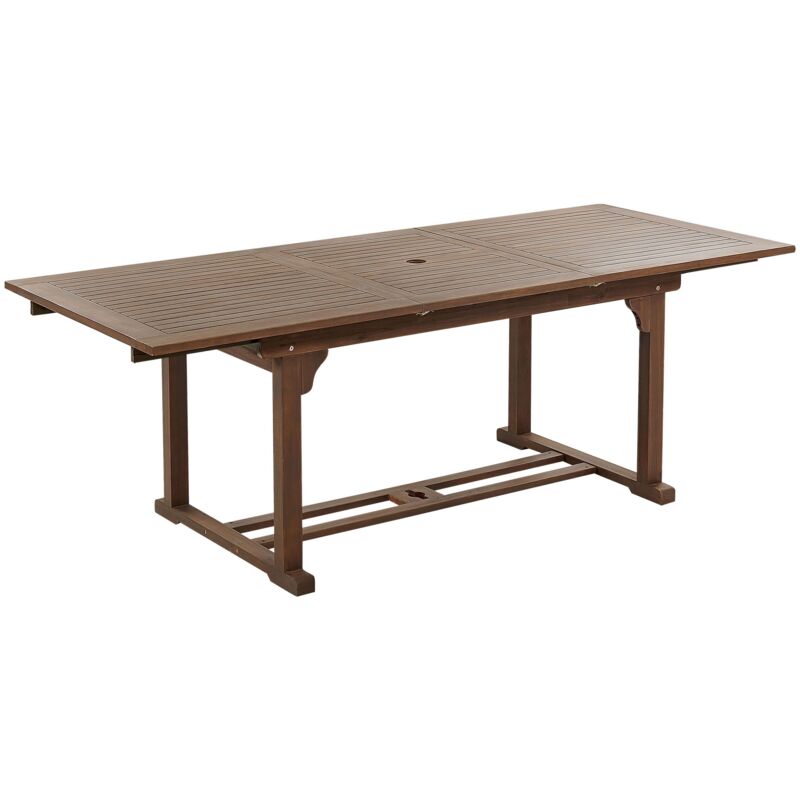 Table de Jardin Extensible 160/220 x 90 cm en Bois d'Acacia Foncé Amantea