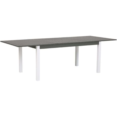 Table de Jardin Extensible 168 / 248 x 100 cm en Aluminium Gris et Blanc de Design Moderne pour Extérieur de Style Contemporain Beliani