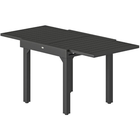 Table de jardin extensible 4-6 personnes 160/80x80x75 cm table repas extérieur aluminium noir