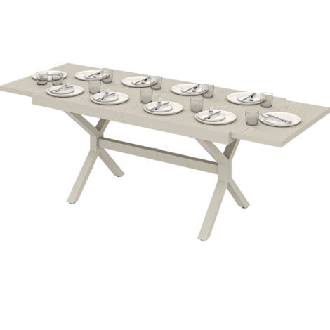 Table de Jardin Extensible 8-10 Personnes en Aluminium et Acier, 154/214x85x73 cm, Gris