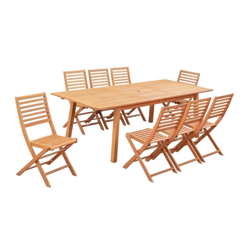 Les Tendances - Table de jardin extensible 8 a 10 personnes - 180-240 x 100 x H.75 cm - Acacia fsc - Extension papillon