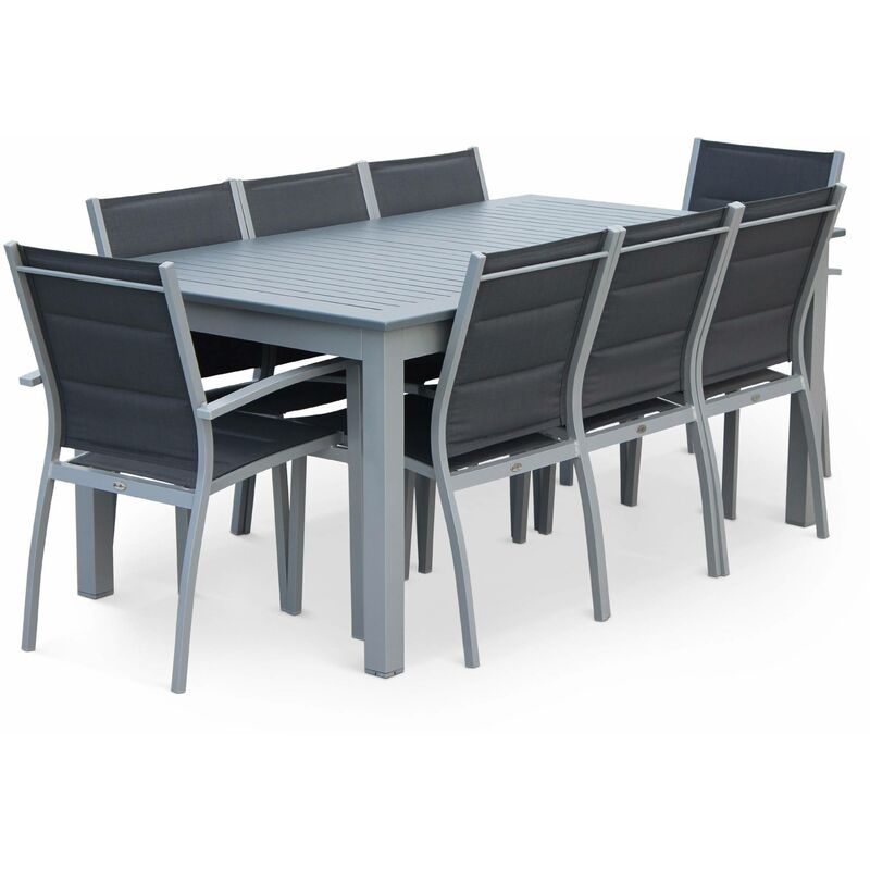 Salon de jardin table extensible Chicago Gris Table en Salon de jardin Chicago 8 places table à rallonge extensible