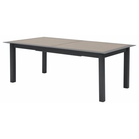 Table de jardin extensible Allure effet bois muscade & graphite 12 places en aluminium traité époxy - Hespéride - Muscade / graphite