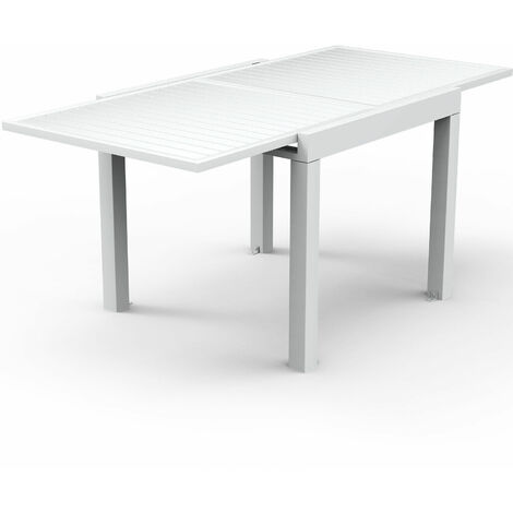 Table de jardin extensible, aluminium, 81-163 x 81 x 75 cm Blanc