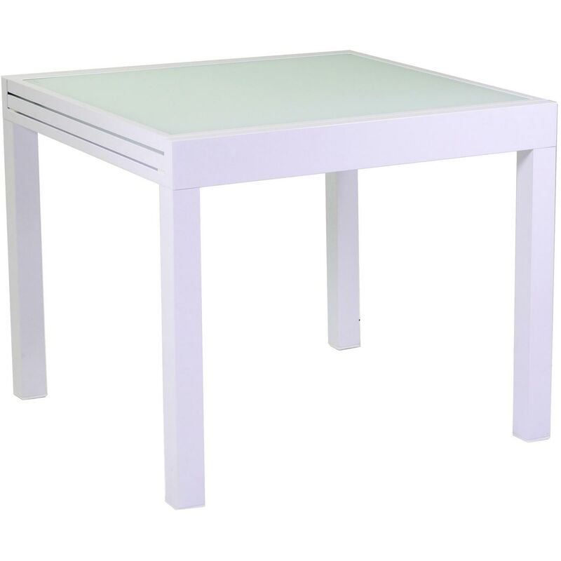 Table de jardin extensible Blanc 90/180x90 cm h 75 cm en Aluminium mod. Boise