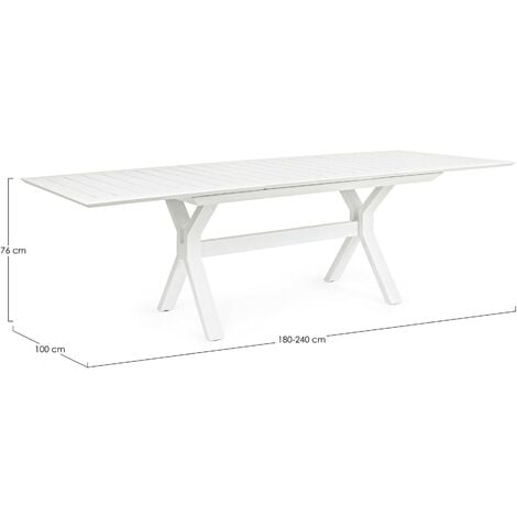 Table de jardin extensible blanche Kenyon 180-240 x 100 cm