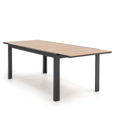 Table de Jardin Extensible d'Extérieur Chillvert San Remo 174-237x95x75 cm en Aluminium Couleur Effet Bois et Gris Anthracite