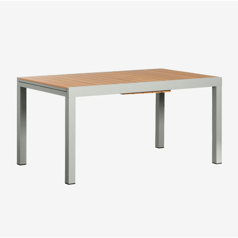 Sklum - Table de Jardin Extensible Rectangulaire en Aluminium (150-197x90 cm) Saura Vert Kaki - Vert Kaki