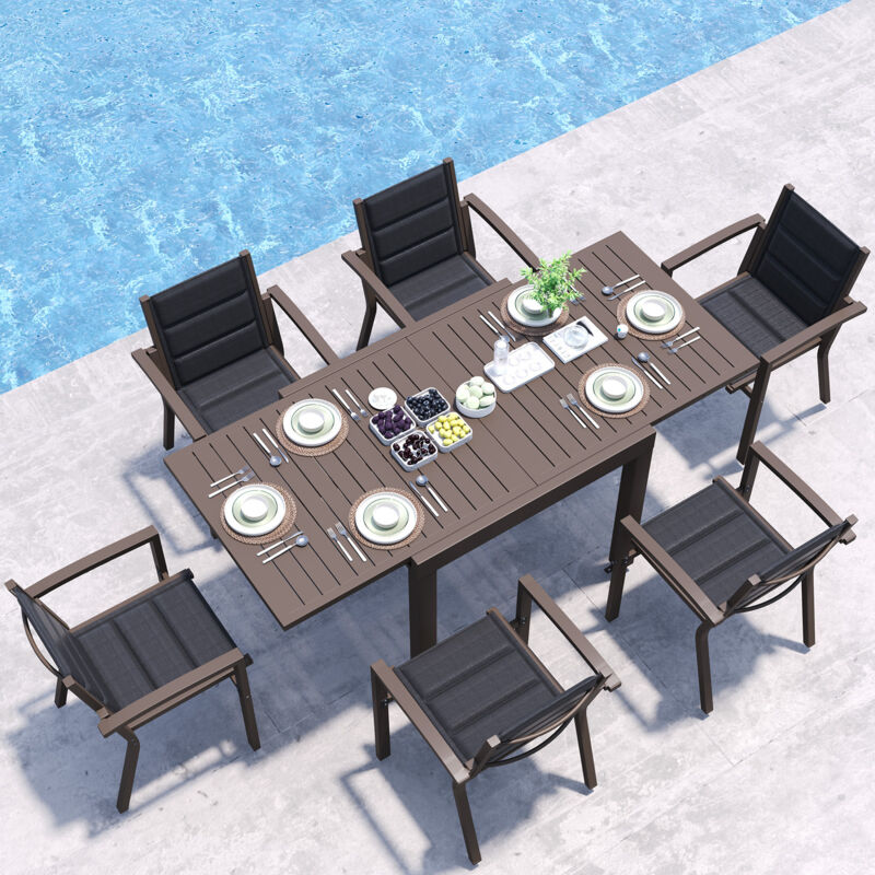 Table de Jardin Extensible en Aluminium 200kg Fermé / 150kg Ouvert 4-8