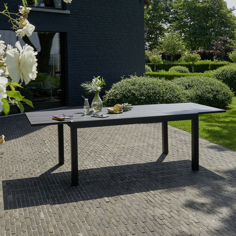 Table de jardin en aluminium extensible 6/10 places - Noir