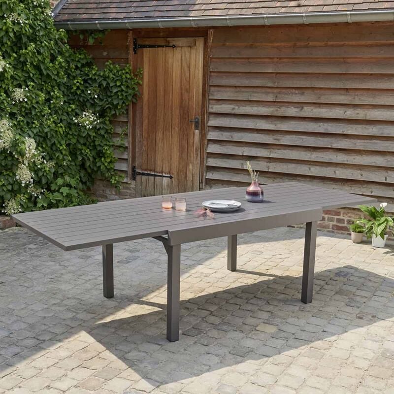Table de jardin en aluminium extensible gris 6/10 places - Gris