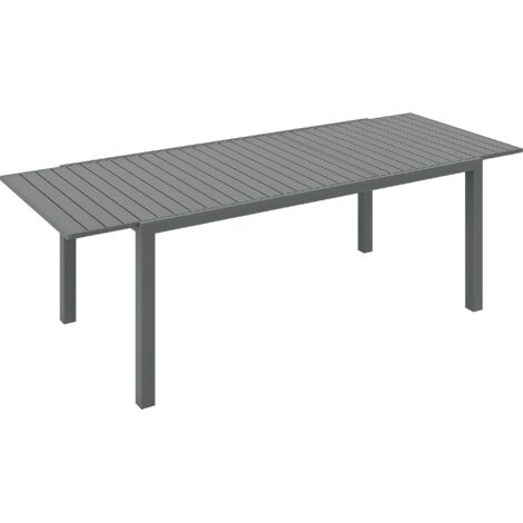 Table de jardin extensible en aluminium rectangulaire 6 - 8 personnes, dim. 180/240L x 94l x 73H cm, gris