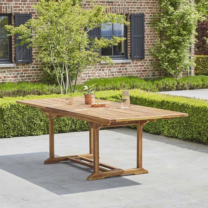 Bois Dessus Bois Dessous - Table de jardin en teck huilé massif extensible 8/10 places - Marron