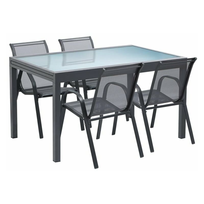 Table de jardin extensible en verre avec 4 chaises Multicolore - Multicolore