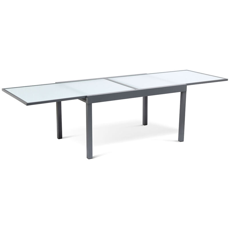 Table de jardin extensible en verre trempé