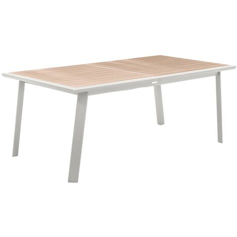 Table de jardin extensible Pavane lin & blanc 12 places en aluminium traité époxy - Hespéride - Lin / blanc