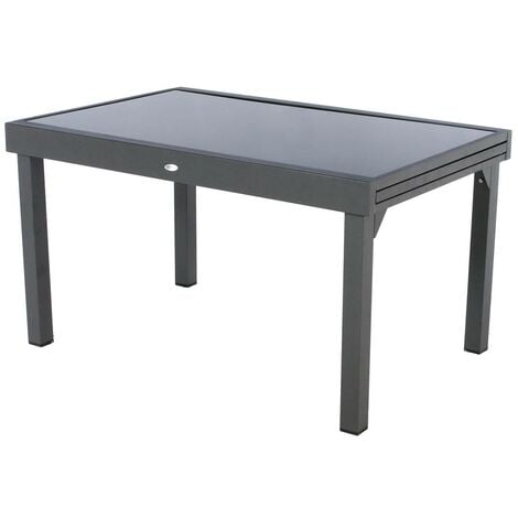 HESPERIDE Table de jardin extensible Piazza anthracite & graphite 10 places en aluminium traité époxy - Hespéride